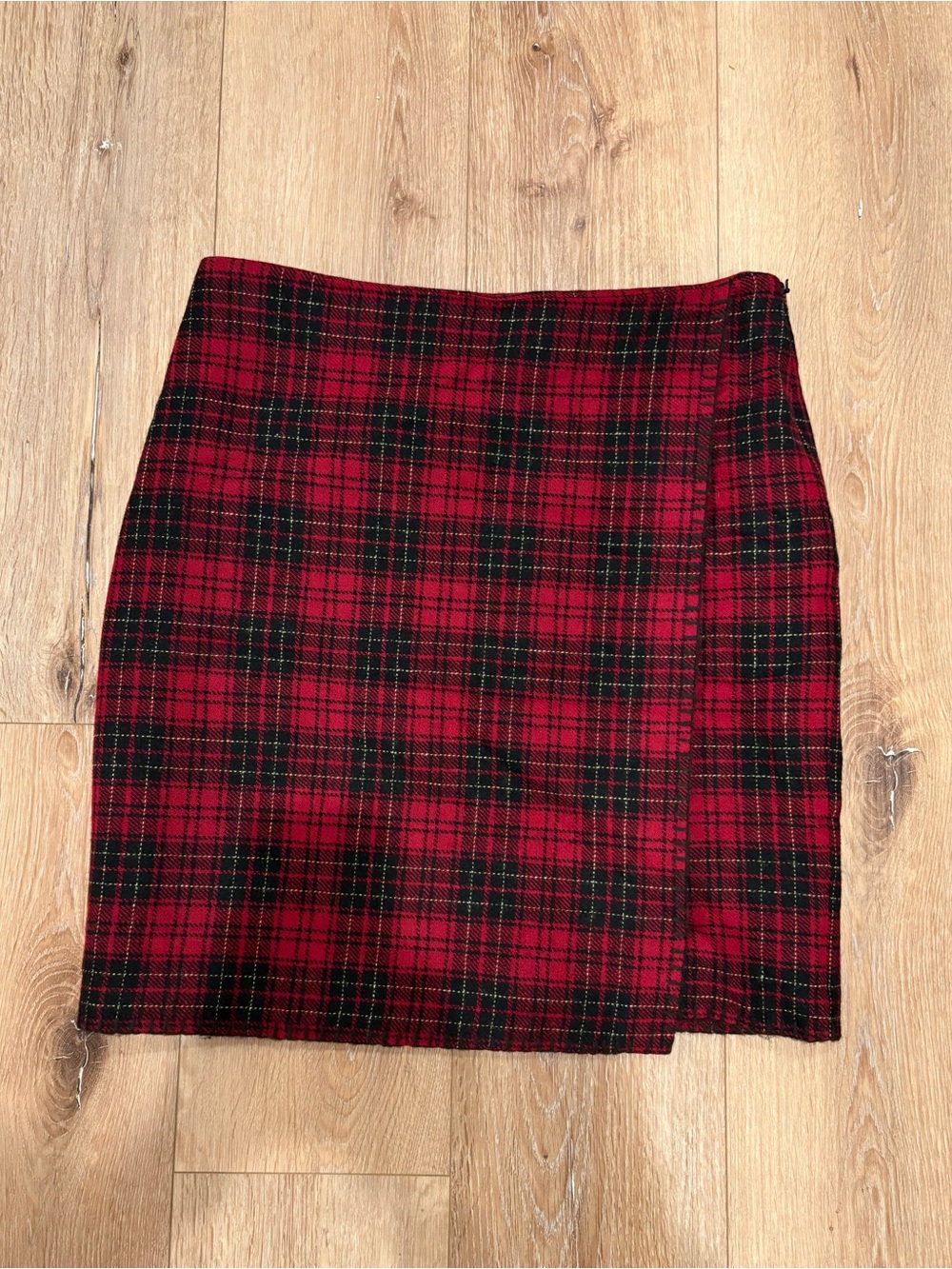 Vintage 90’s Eddie Bauer Red Plaid Wool Blend Skirt Mini-size 8